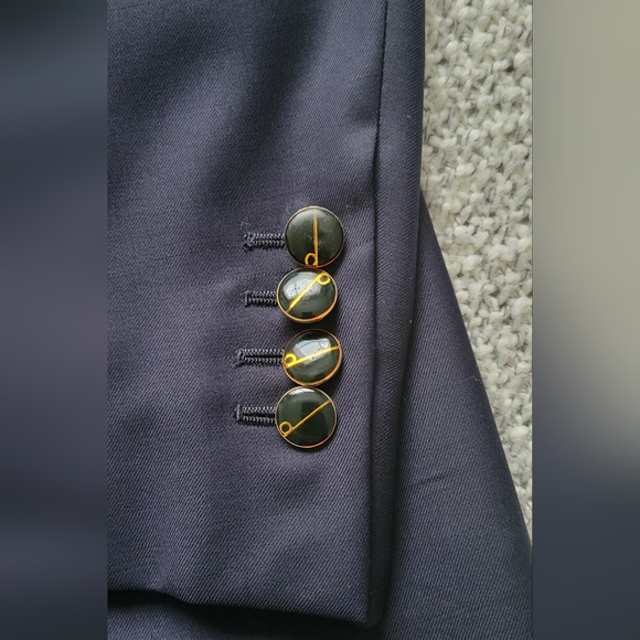 Dunhill Double Breasted Navy Blue Blazer with gold and black logo D buttons - Picture 6 of 16